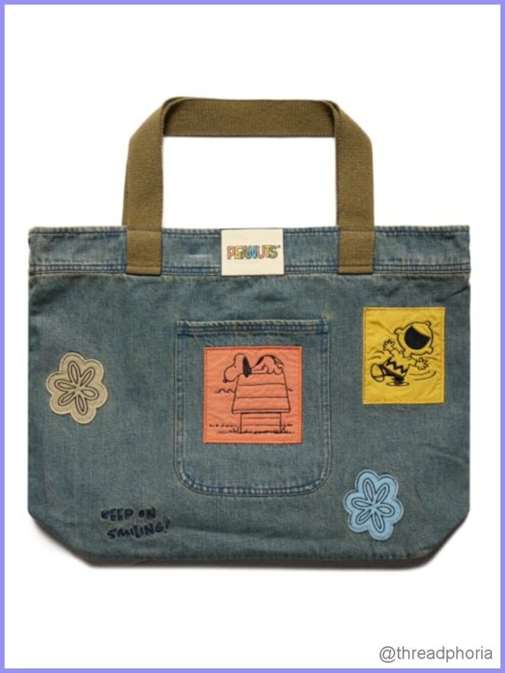 Peanuts Snoopy & Woodstock Denim Tote Bag